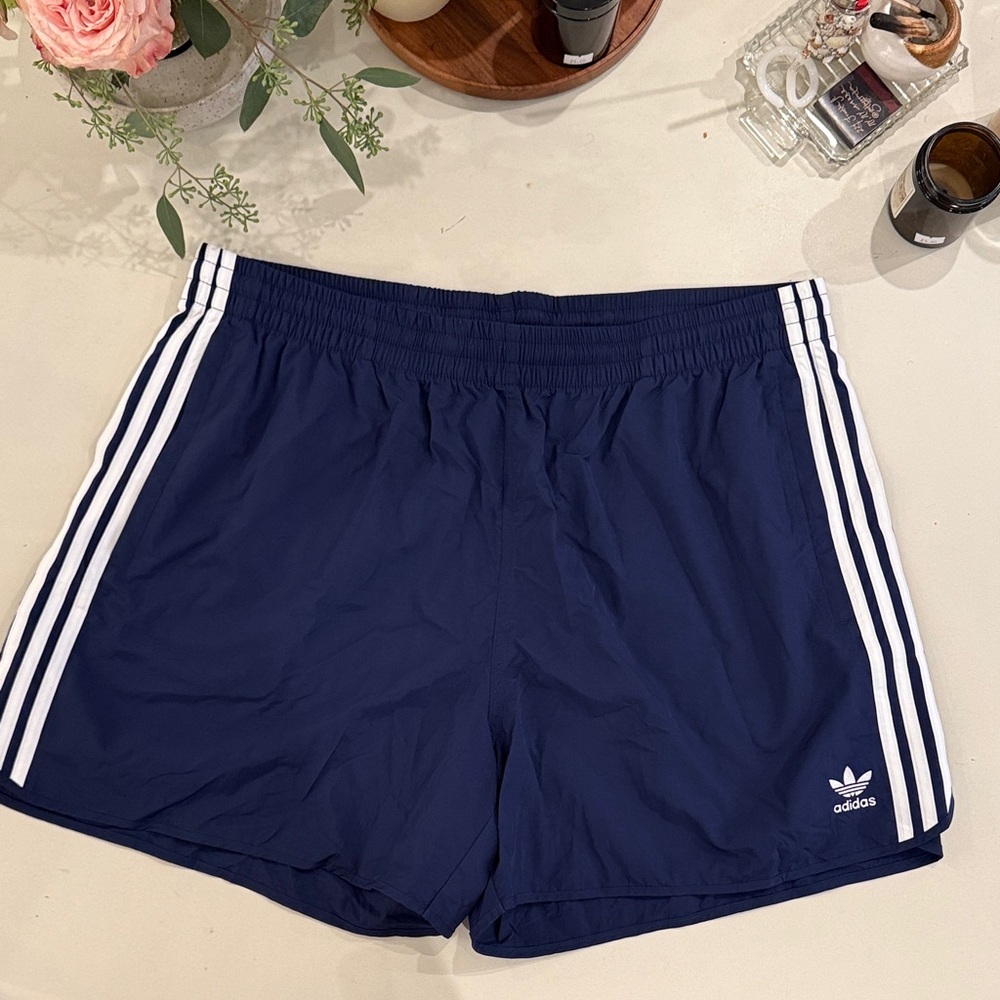 Adidas Dark Blue Sports Shorts with White Stripes sz XXL